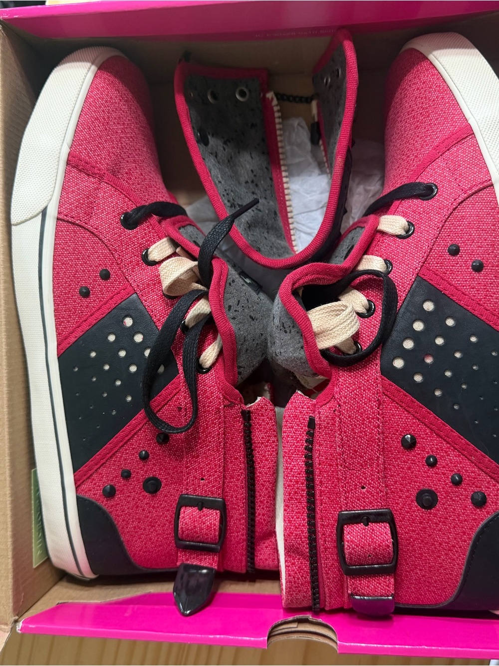 Pastry Pink and Black High-Top Sneakers